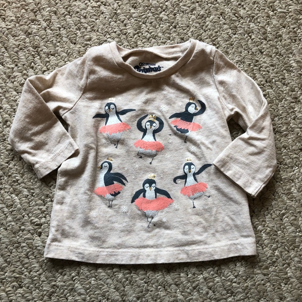 ❤️ 4/$20 OshKosh Dancing Penguins Long-Sleeve Tee